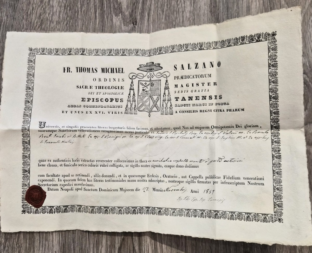 Grande Reliquiario con immagine di San Pasquale de Baylon e 8 reliquie, certificazione dat.1859-photo-4