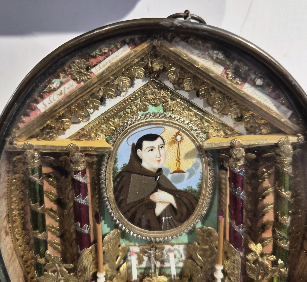 Grande Reliquiario con immagine di San Pasquale de Baylon e 8 reliquie, certificazione dat.1859-photo-5