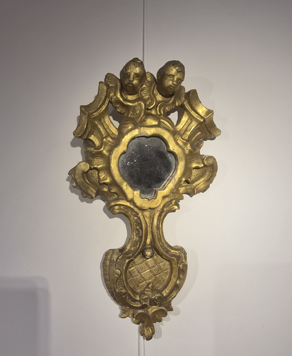 Coppia di Ostensori in legno dorati barocchi romani-photo-2