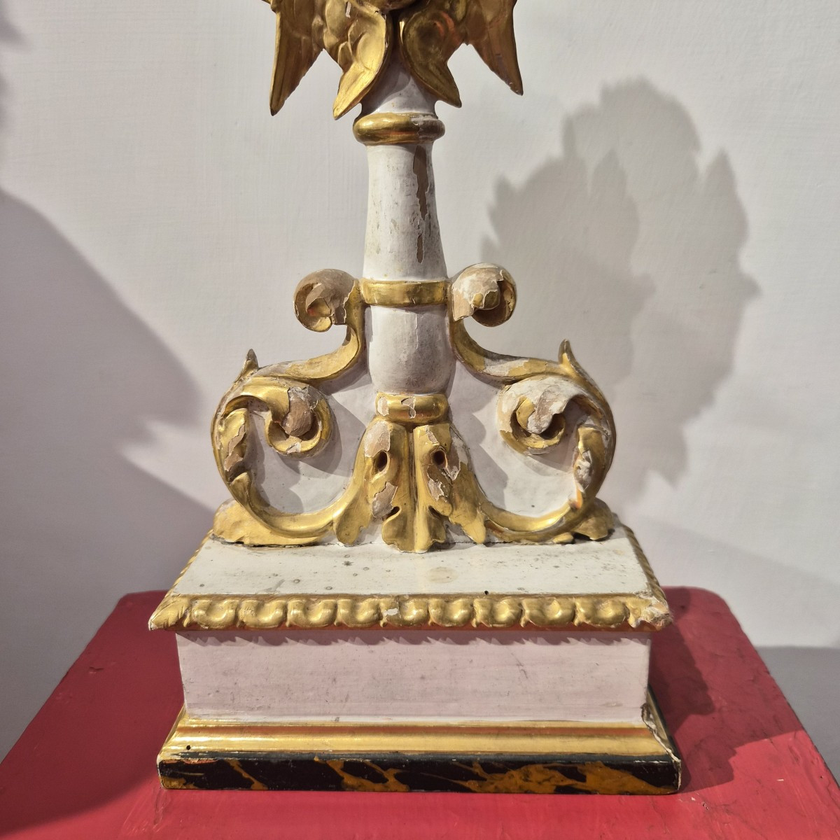 Reliquiario a ostensorio in legno laccato e dorato di San Francesco D'Assisi.-photo-3