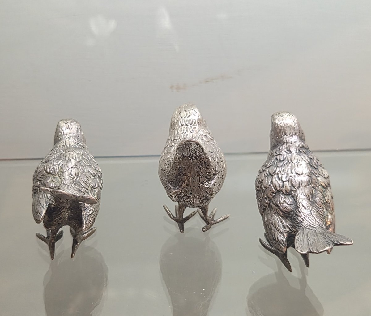 Uccellini in argento italiano,3 pezzi-photo-1