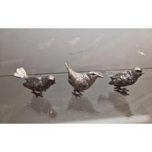 Uccellini in argento italiano,3 pezzi