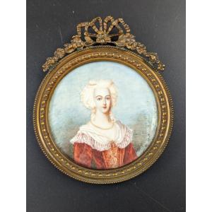 Antique French Miniature Portrait By Jenny Savy, Circa 1860