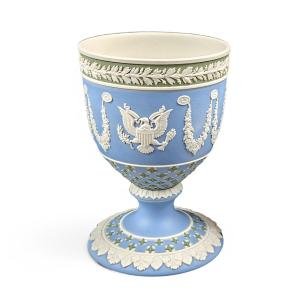 Wedgwood Tricolour Commemorative Goblet, Bermuda And United States Seals, Silver Jubilee 1977