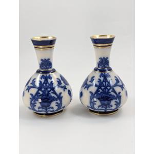 Pair Of Small Moorcroft Macintyre Aurelian Vases, Late 19th Century