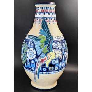 Art Nouveau Majolica Vase By Amphora, Czechoslovakia, Circa 1920