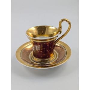 Antique Kpm Berlin, Germany, Porcelain Hand-painted Cup & Saucer, C. 1800