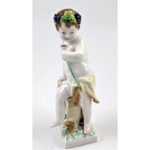 Antique Porcelain Figurine Of Bacchus Putto, Kpm, Germany, с. 1850