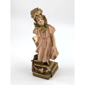 Antique Porcelain Figurine/vase Planter By Ernst Wahliss, Teplitz-turn, Austria, C. 1897