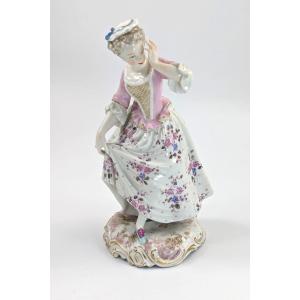 Antique Porcelain Figurine Of Young Woman, Samson, France, C. 1860.
