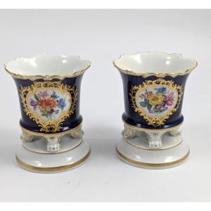 Meissen,porcelain Cobalt Small Vases,  1930s