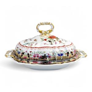 Antique Mason’s Ironstone Tureen With Lid, Chinoiserie Mandarin Pattern, C. 1815