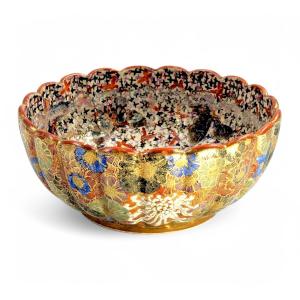 Japanese Satsuma Bowl Signed By Tanaka, With Thousand Flowers And Thousand Butterflies, C 1880