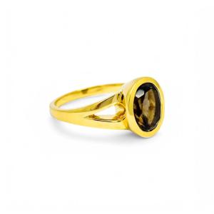9ct Gold 2ct Smoky Quartz Cocktail Ring With Split Shank, Minimalist Modernist Style
