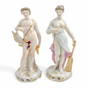 Rare Samson Porcelain Figures Of Orpheus And Aphrodite, Greek Mythology, C. 1850s