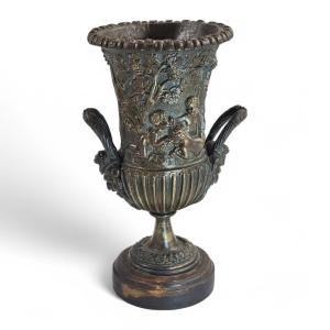 Art Nouveau Italian Bronze Amphora, Children & Grapevine Design, Late 19th/early 20th Century