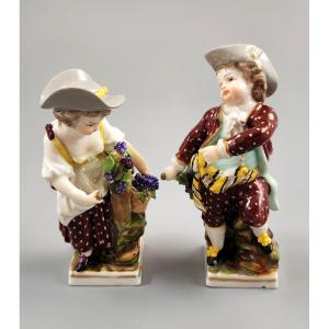 Helena Wolfsohn Dresden Porcelain Figurines Grape Pickers C.1875
