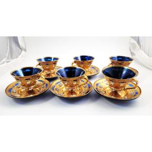Antique Bohemian Glass Tea Set, Attributed To Moser, Karlsbad, C. 1890