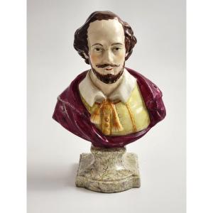 Antique Staffordshire Bust Of William Shakespeare, C.1800