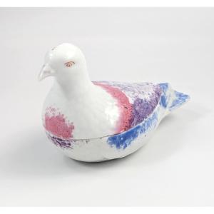 Kuznetsov Russian Imperial Porcelain Butter Dish, Bird Shape, Circa 1880