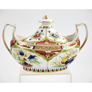 Chamberlain Worcester "dragon In Compartments" Sugar Bowl, England, Circa 1815