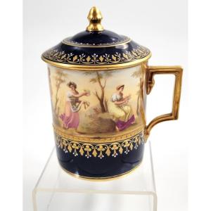 Royal Vienna Chocolate Cup With Allegorical Woodland Scenes, C.1880