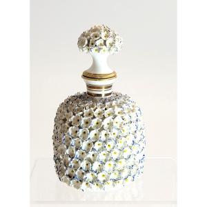 Royal Worcester Porcelain Perfume Bottle With Forget-me-not Encrustation, C. 1870