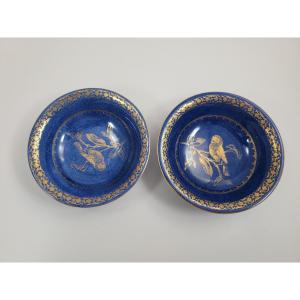 Wedgwood Lustre — Pair Of Owl Bowls By Daisy Makeig-jones, Z4564, Circa 1915