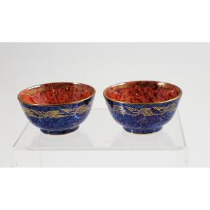 Daisy Makeig-jones Wedgwood ,lustre Pair Of Miniature Bowls, C.1915