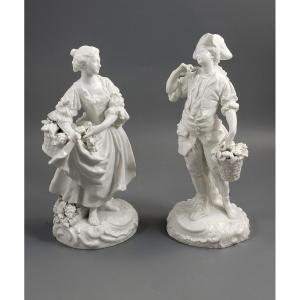 German Blanc-de-chine Pair “grape Harvesters”, Kpm-school, C.1880