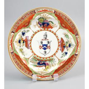Chamberlain Worcester Armorial Plate “dragon In Compartments”, C.1800