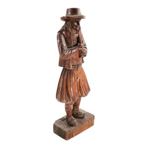 A Fine Black Forest Carved Oak Figure Of The Pied Piper Of Hamelin, C. 1880