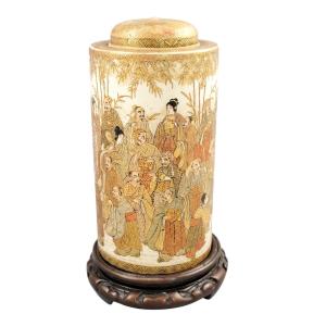 Meiji Japanese Satsuma Jar, Tokyo Taizan, Gold Rakan, C.1890
