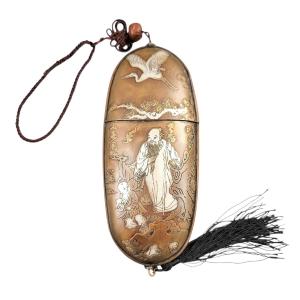 Signed Meiji Mixed-metal Tobacco Case (tonkotsu) By Rensai Kōchū, C. 1880–1910