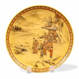 Meiji Kyoto Satsuma Plate By Taizan, Signed, C.1890