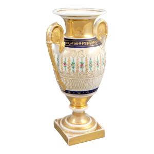 Old Paris Empire Vase, France C. 1820 — Cobalt Bands & Gold Decoration