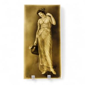 Victorian Figural Tile By Sherwin & Cotton, “lady With Ewer”, C.1890