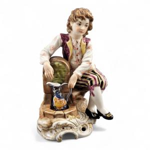 Rare Early Lladró Figure “young Man At The Fountain”, Almàssera Workshop C.1957