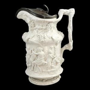 Large Charles Meigh Relief-moulded Pitcher “bacchanalian Dance”, 1844