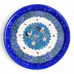 Japanese Porcelain & Cloisonné Enamel Dish, Meiji Period