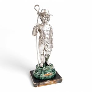 Barnard Sterling Silver Shepherd Boy Figure, C. 1860s