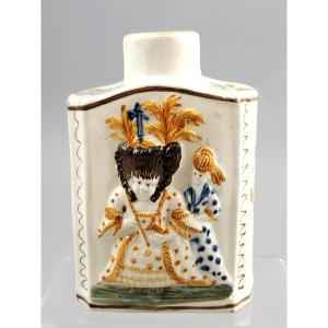 Pearlware Tea Caddy, Prattware, Staffordshire, Circa 1790–1800