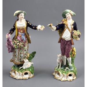 Pair Of Derby Porcelain Figurines "the Dresden Shepherds", Bloor Period, Circa 1825 