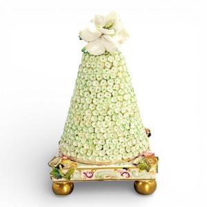 Antique German Porcelain Inkstand With Schneeballen Decoration, Saxony, C.1800