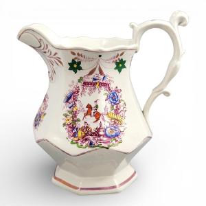 Georgian Staffordshire Jug With Hand Painted Oriental Motifs, Late 18th Century