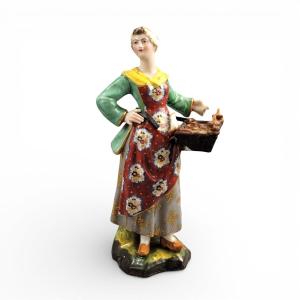 English Derby Porcelain Bun Seller Figure, Late Georgian Period, C.1800