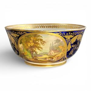 Late Georgian Derby Cabinet Bowl With English And Italian Views, C.1800