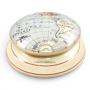 Victorian Macintyre Porcelain Cartographic Paperweight, Western Hemisphere