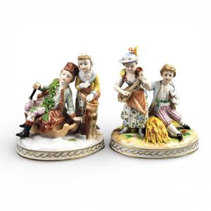 Carl Thieme Potschappel Porcelain Allegories “summer” And “winter”, Four Seasons Series, C. 190