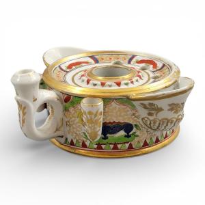 Worcester Dragon In Compartments Porcelain Inkwell, C. 1820